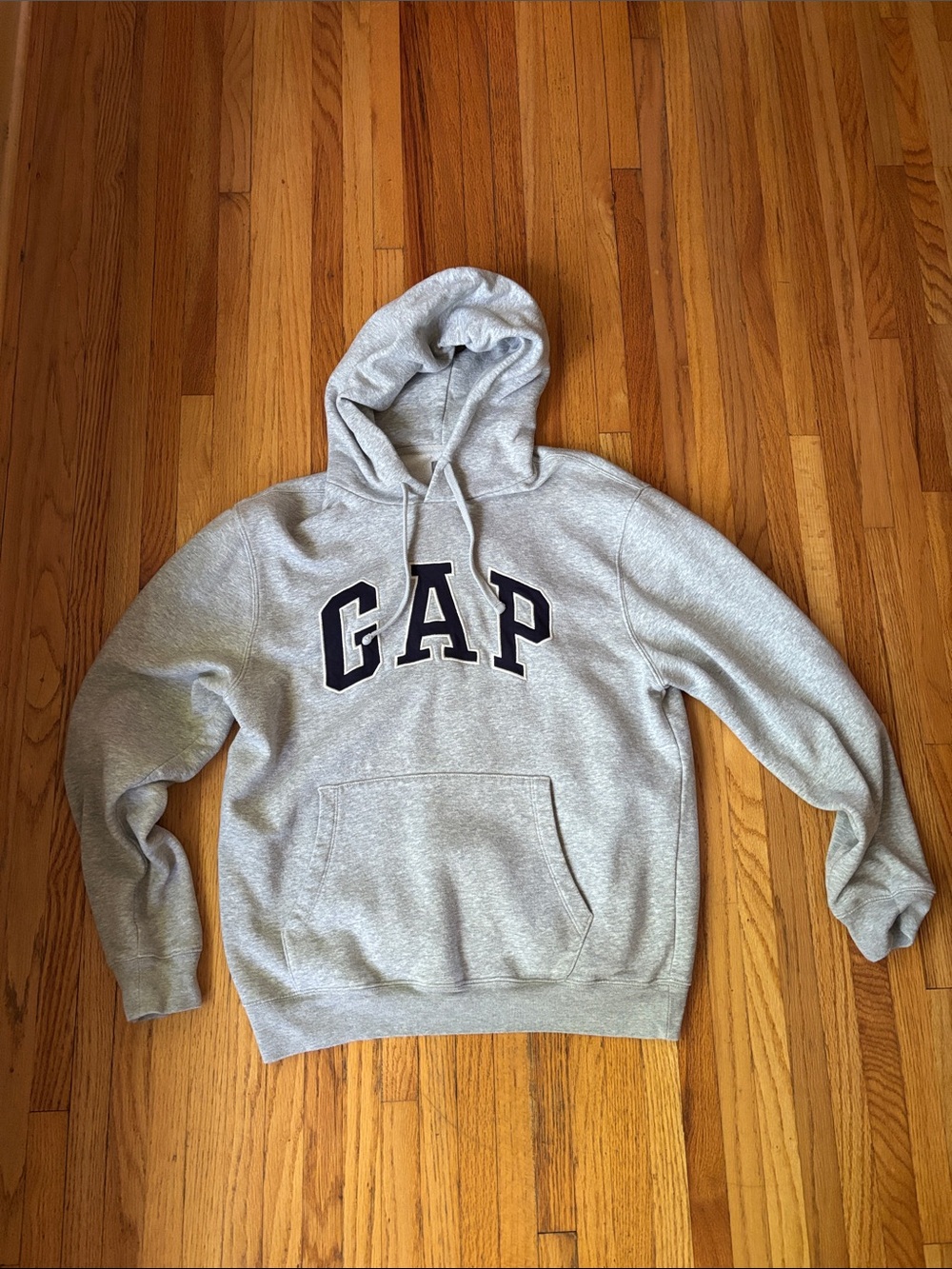 GAP Light Gray Pullover Hoodie with Navy Logo